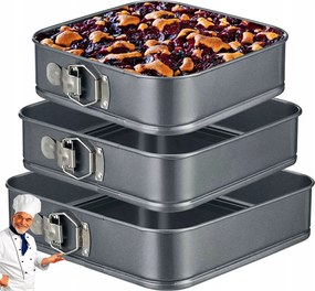 Tortaforma szögletes sütőforma szett 3 db-os 24 26 28 cm