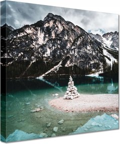 Festmények 20x20 Hegyi tájkép tóval