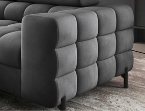 Sötétszürke bársony kinyitható-tárolóhelyes sarokkanapé (bal oldali-L alakú) Ferucce – ELTAP