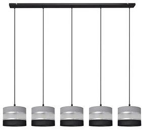 Csillár zsinóron HELEN 5xE27/15W/230V fekete/szürke/ezüst