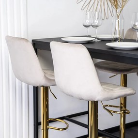 ARCOS bárszék, bézs, bársony, arany lábbal