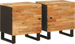vidaXL Éjjeliszekrény 2 pcs Barna 40 x 33 x 46 cm Tömör Mangófát