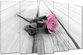 Vászonkép 150x95 Rózsa világos deszkákon