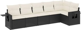 vidaXL 6 részes fekete polyrattan kerti ülőgarnitúra párnákkal