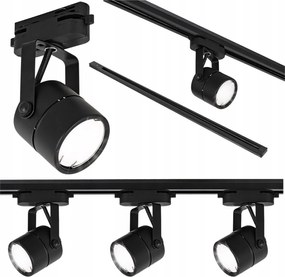Sínkábel Sín díszléc 1m 3x reflektor GU10 Fekete Led szoba lámpa