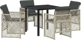 vidaXL Kert étkező szett 5 pcs Világosszürke polirattan