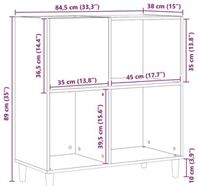 Rekeszszekrény Fekete Tölgy 84,5x38x89 cm Mérnöki Fa