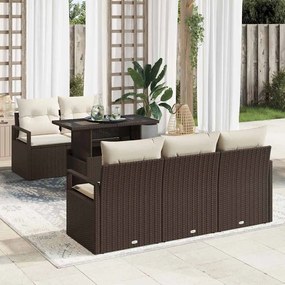 Kerti Kanapé Szett tárolóval 6 pcs Barna Poli rattan