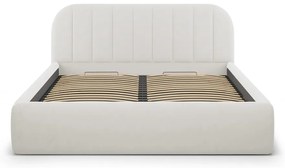 Bézs kárpitozott ágyneműtartós franciaágy ágyráccsal 200x200 cm Juno – Windsor &amp; Co Sofas