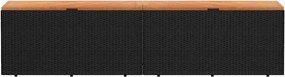 Fekete Polyrattan És Akácfa Kerti Tárolóláda 220 X 50 X 54 Cm