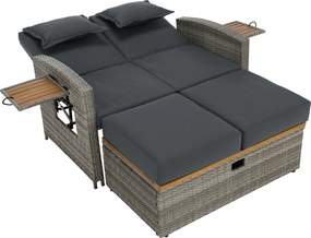 Kerti rattan heverő, szürke/természetes, MALORY