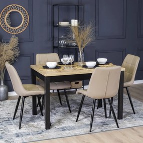 Bővíthető Étkezőasztal Riviera Tölgy/Fekete Színben. SKUBI 120-160 cm