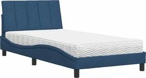 vidaXL ágy matraccal Hanko kék 100x200 cm szövet
