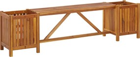 vidaXL tömör akácfa kerti pad 2 virágtartóval 150 x 30 x 40 cm