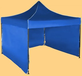 Gyorsan összecsukható sátor 3x3 m – acél, Kék, 3 oldalfal