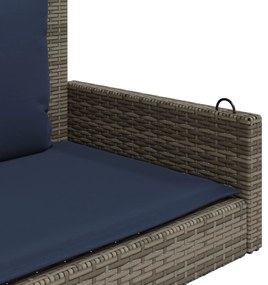 szürke polyrattan hintapad párnákkal 119 x 56 x 48 cm