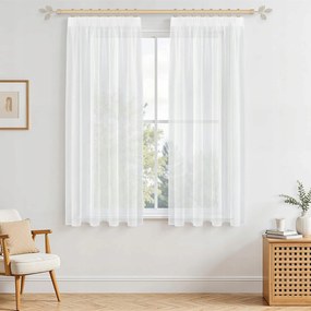 Modern rövid bézs függöny nappaliba fodros szalaggal, 170 x 140cm