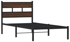 barna tölgy színű fejtámlás ágykeret matrac nélkül 107 x 203 cm