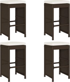vidaXL 4 db barna polyrattan kerti bárszék párnával