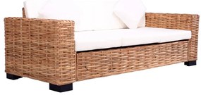 vidaXL 3-személyes természetes rattan kerti kanapé