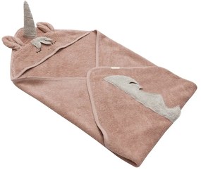Rózsaszín pamut kapucnis gyerek törölköző 75x75 cm Unicorn – Kindsgut