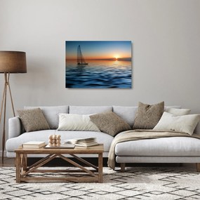 Üveg kép - Vitorlás hajók a tengeren (70x50 cm)