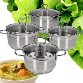 Zwieger Rocca 4 Db-os Acél Edénykészlet Fedővel Indukciós Prémium Gáz