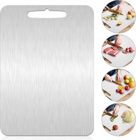 Rozsdamentes Acél Vágódeszka Kétoldalas Nagy 29x20cm