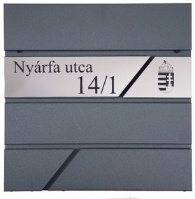 Fém postaláda, gravírozott felirattal, antracit "3"