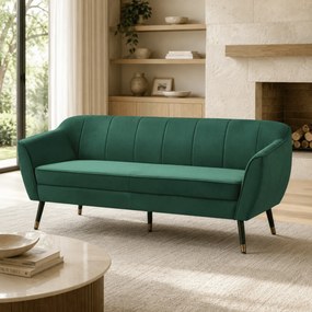 Design 3 személyes kanapé, zöld Velvet szövet/fekete/arany, VIODA