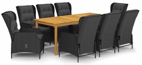vidaXL 9 részes sötétszürke kerti étkezőgarnitúra
