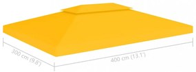 sárga kétszintes pavilon-tetőponyva 310 g/m² 4 x 3 m