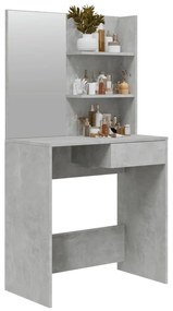 Betonszürke fésülködőasztal tükörrel 74,5 x 40 x 141 cm
