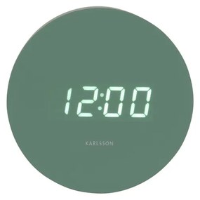 Karlsson 5981GR dizájner LED-es óra ébresztővel,zöld, 9 cm átmérőjű.