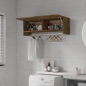 füstös tölgy színű szerelt fa ruhásszekrény 100 x 32,5 x 35 cm