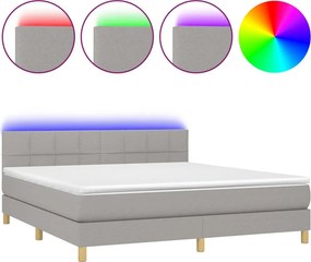 vidaXL világosszürke szövet rugós és LED-es ágy matraccal 160x200 cm