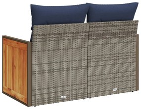 kétszemélyes szürke polyrattan kerti kanapé párnákkal