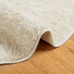 ISTAN krémszínű hosszú szálú fényes szőnyeg Ø 100 cm
