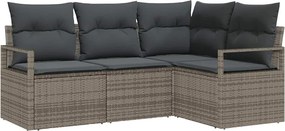 vidaXL Kanapé Szett párnával tárolóval 4 pcs Szürke polirattan