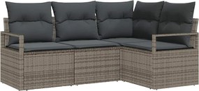 vidaXL Kanapé Szett párnával tárolóval 4 pcs Szürke polirattan