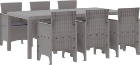 vidaXL Kert étkező szett 7 pcs Világosszürke Polipropilén