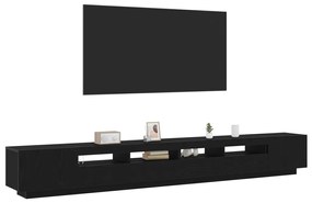 TV állvány LED világítással, fekete tölgyből, 300x35x40 cm, mérnöki fa