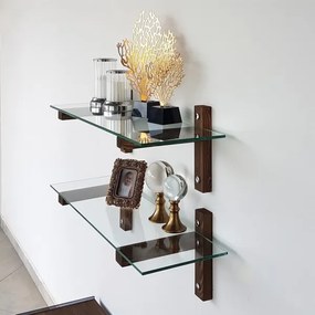 KÉSZLET 2x Fali polc 25x85 cm fenyő/átlátszó