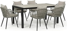 Kerti asztal 160x90 cm, alumínium, polywood, fekete, AZT-S1514 BK