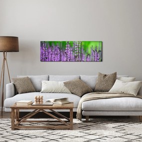 Lila mezei virágok képe (órával) (90x30 cm)