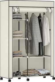 HOMCOM textil ruhásszekrény akasztórúddal és polcokkal, 103 x 43 x 162,5 cm — krém | Aosom