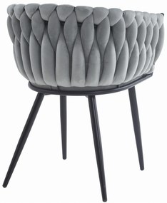 Világosszürke ORION VELVET étkezőfotel fekete lábakkal