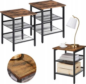 Éjjeliszekrény szett 2 db oldalsó asztal 2 polccal Loft hálószoba 40x40x45