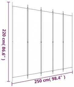 5 paneles fekete szövet térelválasztó 250x220 cm