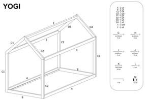 Fenyőfa házikó ágy YUKO 80 x 160 cm